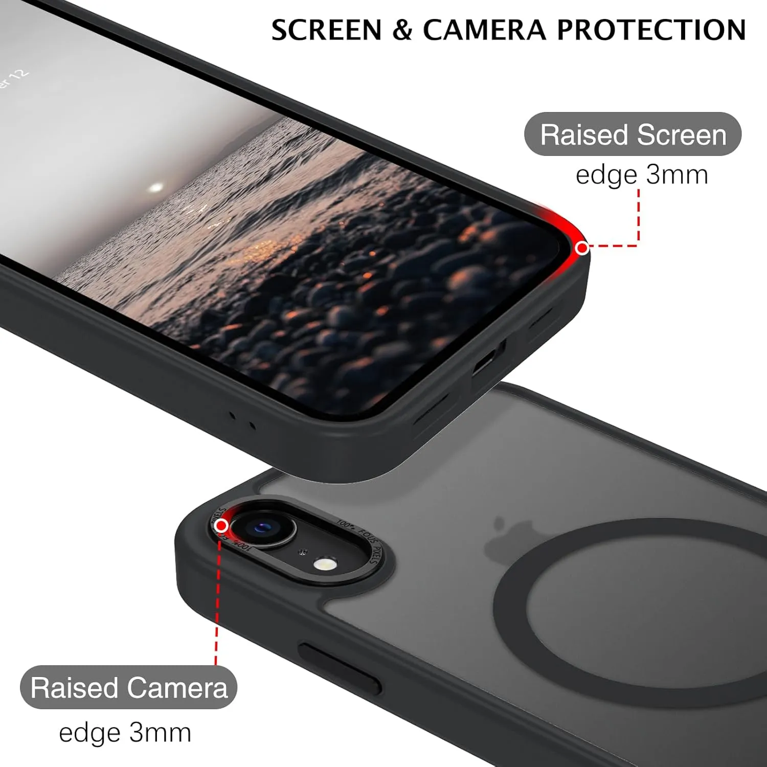 Telaso for iPhone XR Phone Case, iPhone XR Phone Case Compatible with Magsafe Translucent Matte Back Soft TPU Bumper Military Grade Protective Magnetic Case for Men Women, Black