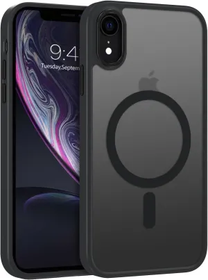 Telaso for iPhone XR Phone Case, iPhone XR Phone Case Compatible with Magsafe Translucent Matte Back Soft TPU Bumper Military Grade Protective Magnetic Case for Men Women, Black