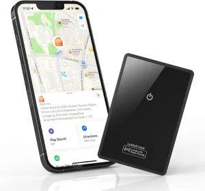 Thin Wallet Tracker Card with Wireless Charging, Mirror Finish Bluetooth Trackers Works with Apple Find My (iOS Only), Slim Item Finder for Luggage Tag, Purse, Handbag, Clutch, Backpack