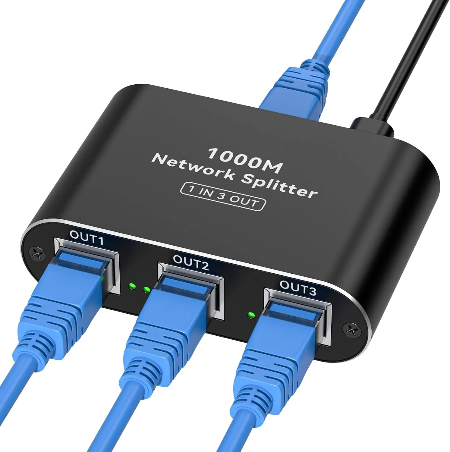 THXCDBID Ethernet Splitter 1 to 3 High Speed LAN Splitter 1000Mbps Gigabit RJ45 Ethernet Switch with USB C Power Cable for Cat5/5e/6/7/8 Cable