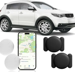 Tracker Device for Vehicles,Real Time GPS Car Tracker Work with Apple Find My(iOS Only),No Monthly Fee Anti-Theft Air Tracker Tag,Hidden GPS Tracker for Car with Magnetic Case (MagneticBlack,2PCS)