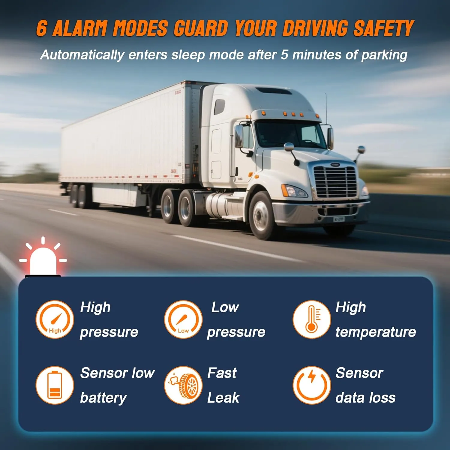 Trailer Tire Pressure Monitoring System 10 Sensors - 4.5" XL Solar Monitor w/ 0-199PSI, Taimster 6 Alerts, Signal Booster TPMS for Semi Truck/RV/Camper (4-14 Sensors)
