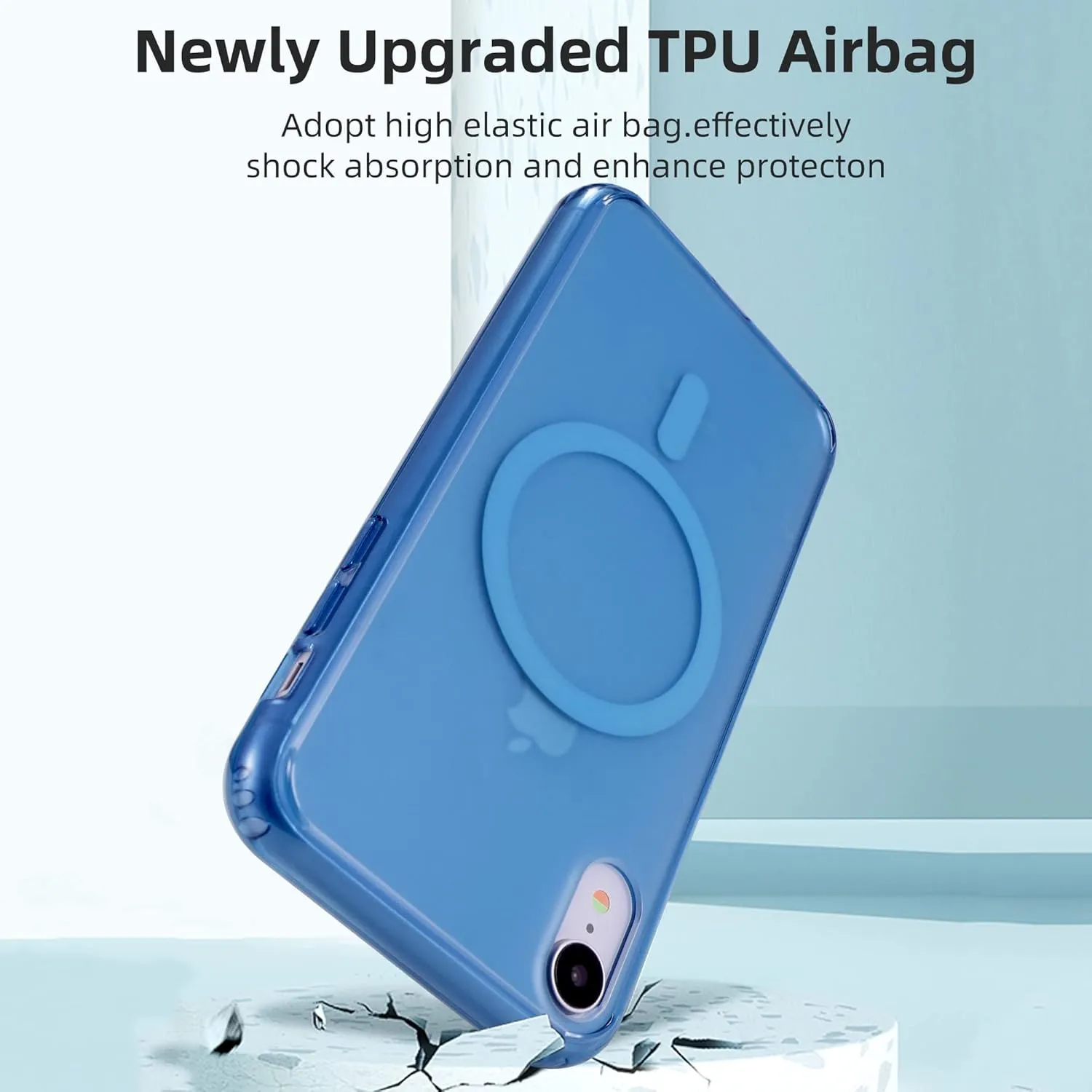 Translucent Magnetic Phone Case for iPhone XR with MagSafe Wireless Charging Anti-Yellow Anti-Fingerprint Shockproof Protective Case for iPhone XR(6.1") Black (Blue)