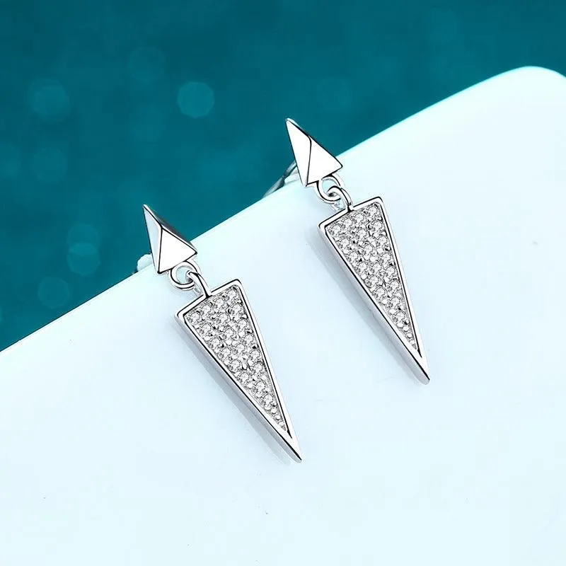 Triangle Stud Earrings Mossan Diamond Full Set
