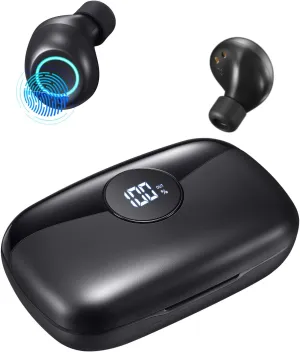True Wireless Earbuds Bluetooth Headphones, IPX6 Waterproof Touch Control Earphone, CVC8.0 Noise Reduction for Clear Call, HiFi Stereo Deep Bass Audio in-Ear Headset w/Mic for Sports