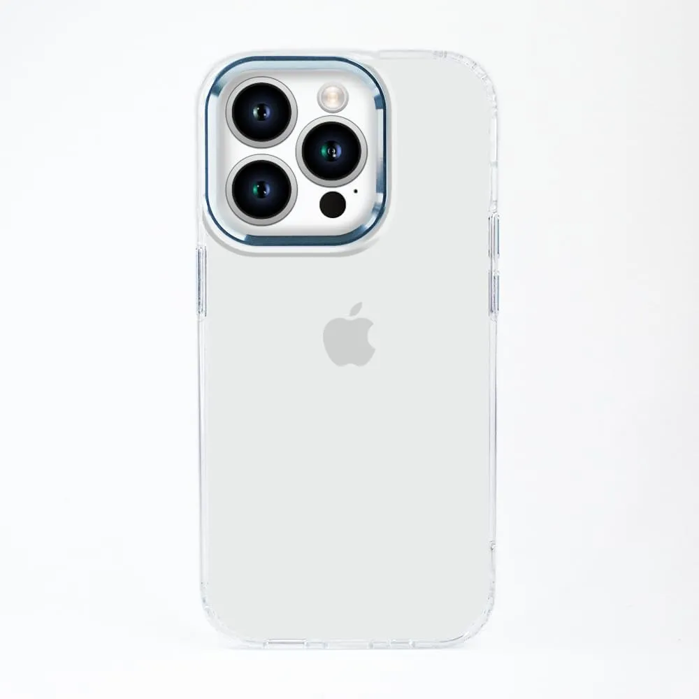 Ultra Hybrid Clear Phone Case with Blue Metal Frame for iPhone 13