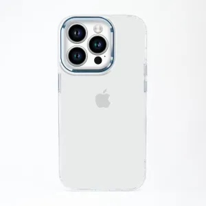 Ultra Hybrid Clear Phone Case with Blue Metal Frame for iPhone 13