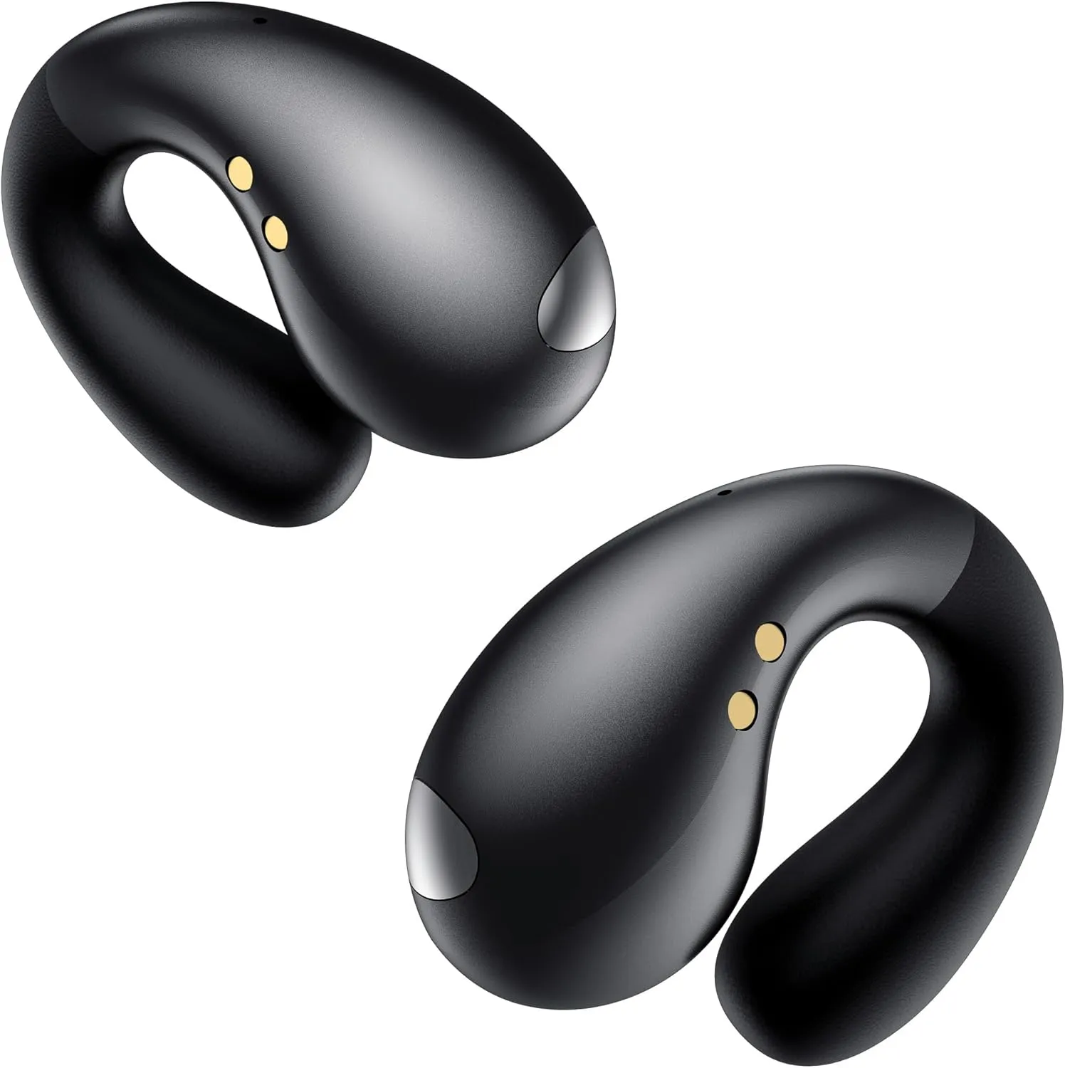 Ultra Open-Ear-Earbuds Wireless Bluetooth - Ergonomic Clip-On Earbuds, Bone Conduction Over-The-Ear Headphones with Waterproof Design and Secure Fit for Small Ears, Classic Black