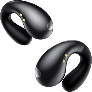Ultra Open-Ear-Earbuds Wireless Bluetooth - Ergonomic Clip-On Earbuds, Bone Conduction Over-The-Ear Headphones with Waterproof Design and Secure Fit for Small Ears, Classic Black