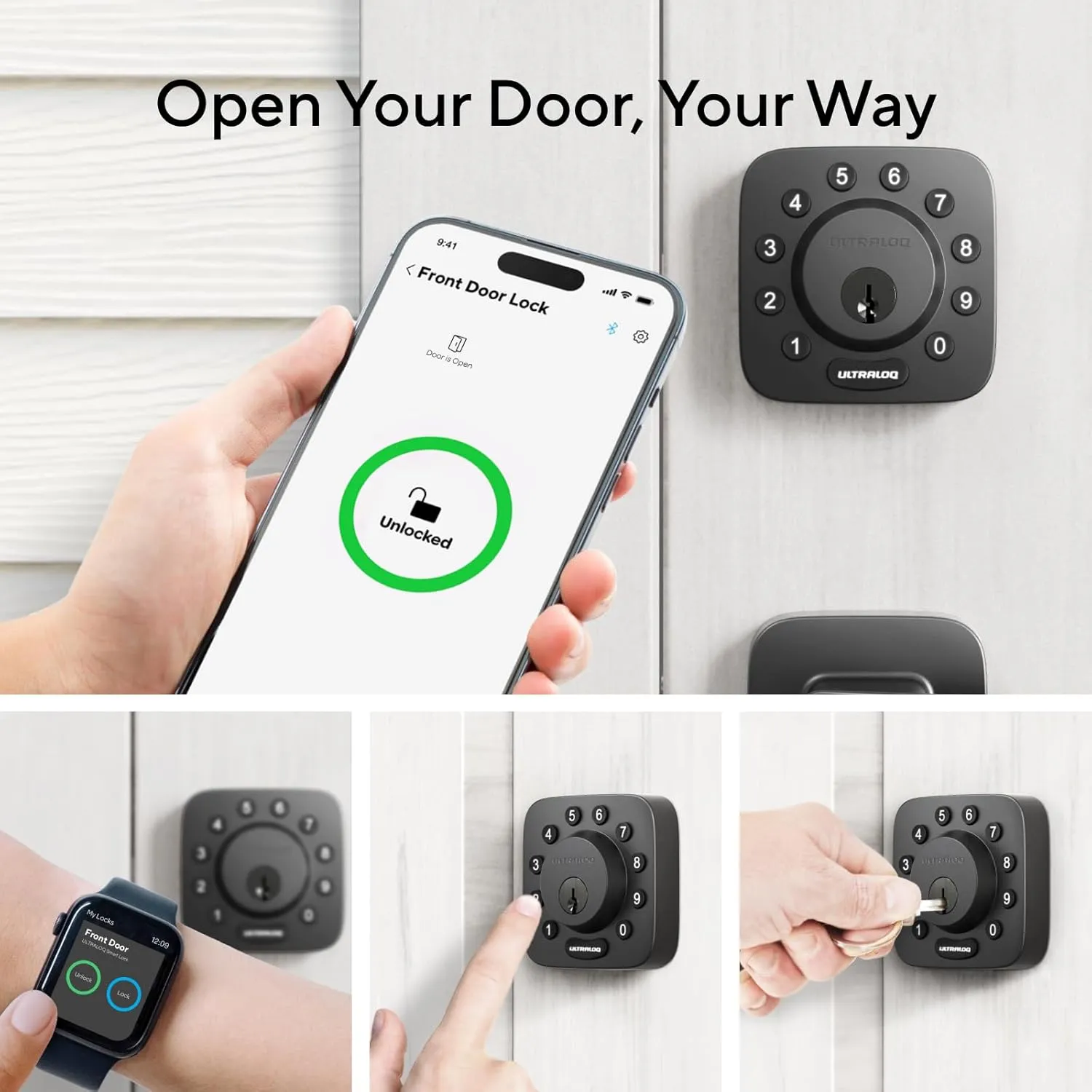 ULTRALOQ U-Bolt Z-Wave Smart Lock with WiFi Hub, Zwave Deadbolt with Door Sensor, Works with Z-Wave Plus, Alexa, Google, Home Assistant, Compatible with SmartThings, Hubitat, Ezlo, etc, ANSI Grade 1