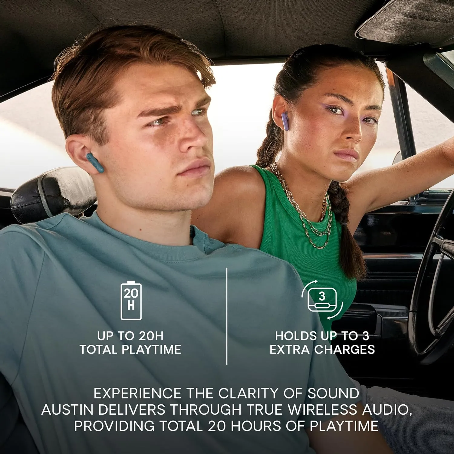 Urbanista True Wireless Earbuds, Bluetooth 5.3 Earphones, IPX4 in Ear Headphones, Ear Buds with Dual Microphones, 20 Hr Playtime, Touch Controls, TWS USB C Charging Case, Austin, Grey
