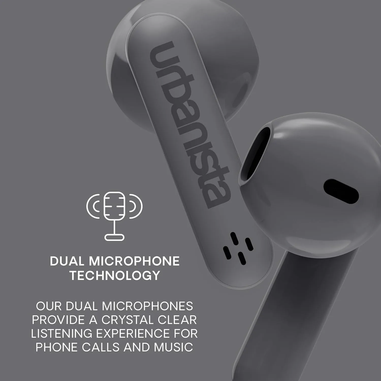 Urbanista True Wireless Earbuds, Bluetooth 5.3 Earphones, IPX4 in Ear Headphones, Ear Buds with Dual Microphones, 20 Hr Playtime, Touch Controls, TWS USB C Charging Case, Austin, Grey
