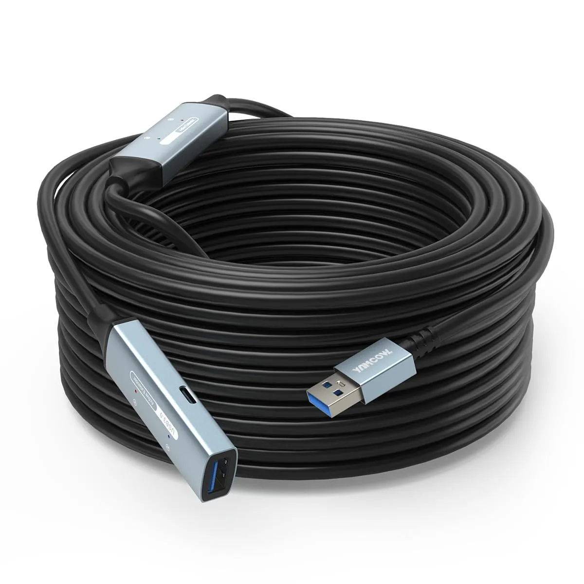 USB 3.0 Extension Cable -5Gbps high-Speed USB Extension Cable, with Alloy Shell and Thickened PVC, Compatible with Printers, VR headsets, Hard Drives (0.5-20m Option) (16ft)