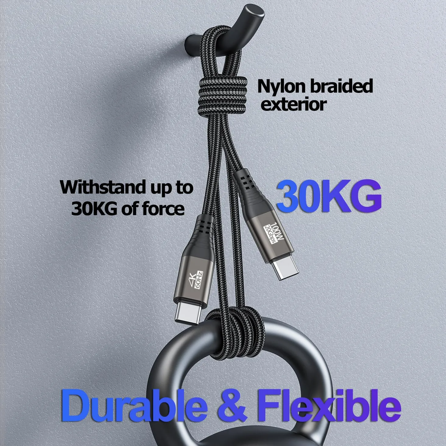 USB C Monitor Display Cable 10FT, USBC Video Cord 4K@60Hz, USB C 3.2 Gen 2X2 Data Cable 20Gbps, USBC 100W Fast Charging for VR,Smartphone,Laptop,iPad, ARZOPA,KYY, Portable Monitor, LG