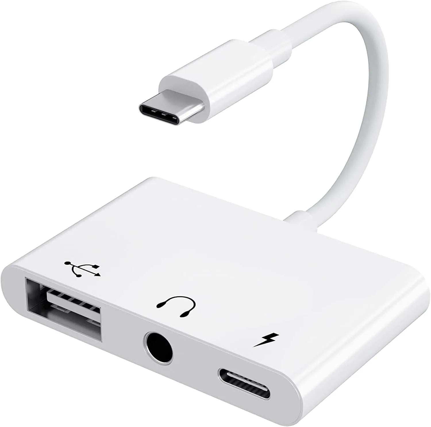 USB C to 3.5mm Jack Headphone Adapter with Charger OTG Cable Adapter, Type C to Aux Audio Earphones Splitter for Samsung Galaxy S22 Ultra S21 S20 i-Pad Pro Air Pixel 4 Laptops (White)