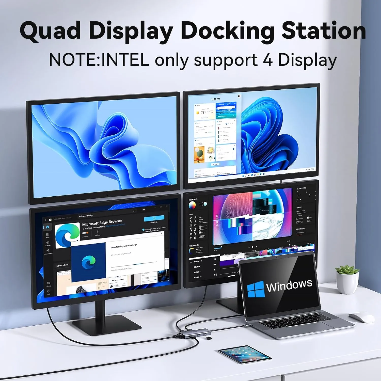 USB C to Dual HDMI Adapter,USB C Docking Station Dual Monitor Adapter for Dell/HP/Lenovo Laptop,iPhone 15,USB C Hub Dongle Multi Monitors Adapter with 2 HDMI Ports Displayport DP Port VGA 3 USB