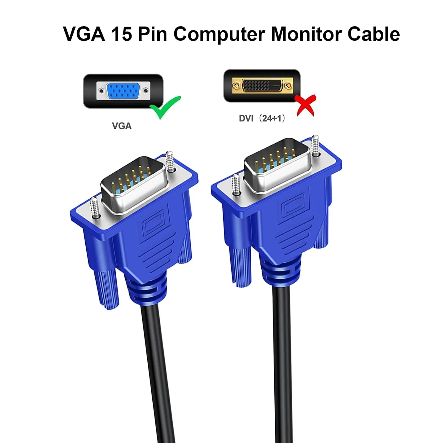 VGA Cable 10 Pack, Computer Monitor VGA Cord, VGA Male to Male Cord 1080P Full HD High Resolution for Monitor TV Computer Projector-6FT/1.83M