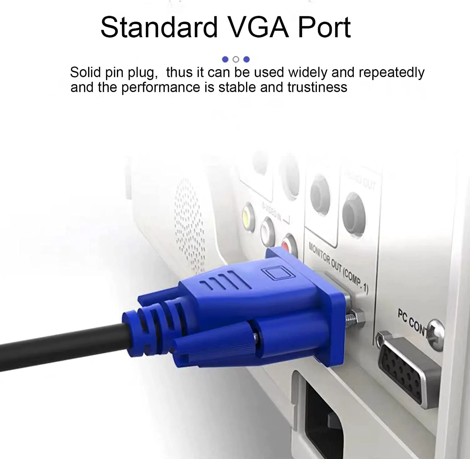 VGA Cable 6 Feet, Male to Male Monitor Computer Cable Adapter Cord, Shielded HD15 1080P@60Hz Full HD High Resolution for TV Computer Projector - Blue