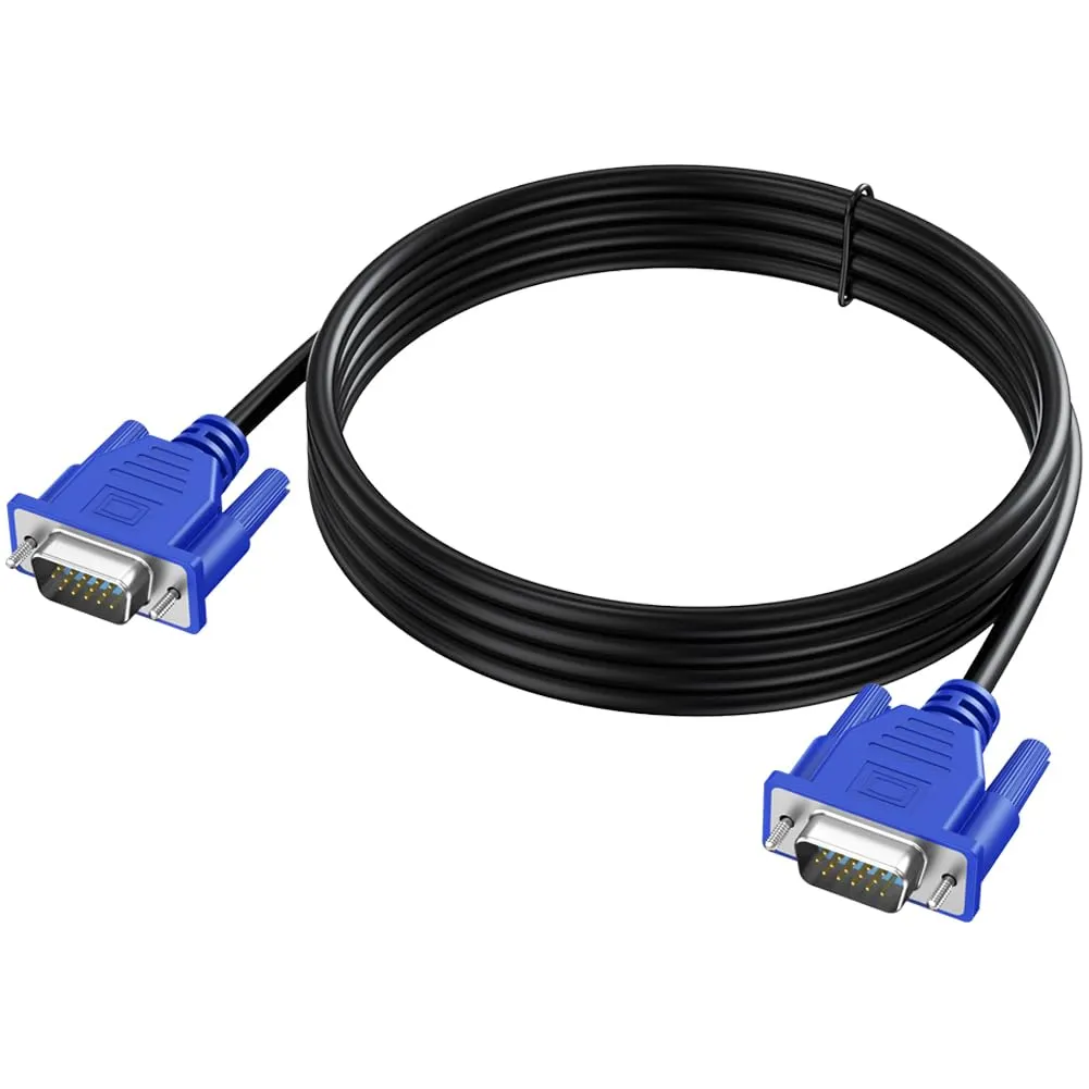 VGA Cable 6 Feet, Male to Male Monitor Computer Cable Adapter Cord, Shielded HD15 1080P@60Hz Full HD High Resolution for TV Computer Projector - Blue
