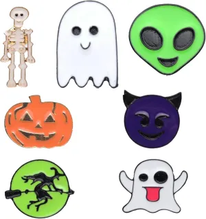 WCRAZYE Cute Halloween Enamel Pin Brooches Pumpkin Skeleton Ghost Alien Novelty Pins Cartoon Pins for Girls Backpacks Clothing Bags Jackets