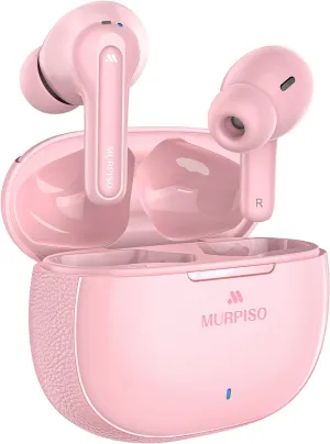 Wireless Earbuds, Active Noise Cancelling Bluetooth5.2 Deep Bass Headphones with 4 Mics, 35 Hours Playtime, IPX6 Waterproof Earphones, in-Ear Bluetooth Earbuds for iPhone Android Pink
