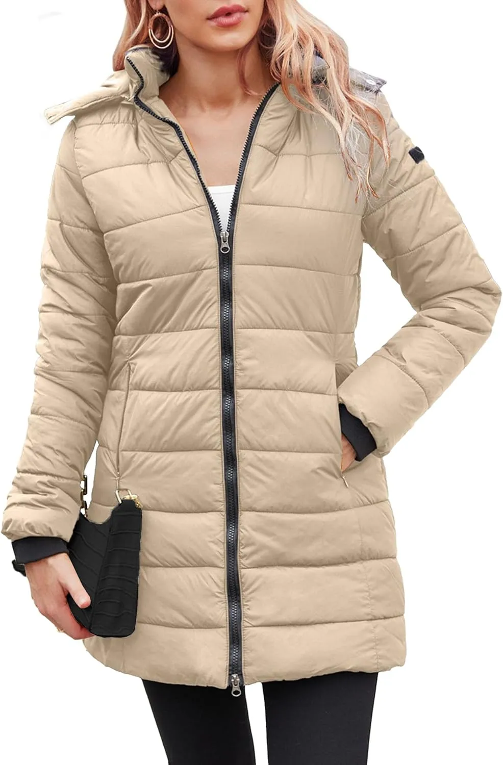 Women's Hooded Warm Winter Coat Long Puffer Jacket Thicken Down Coat Cotton Slimhooded Down Jacket