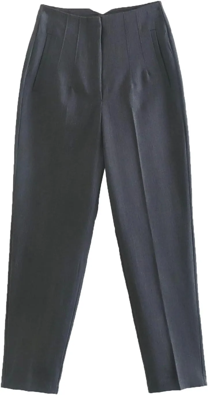 Work Pants Women Wide Leg Elastic High Waist Button Down Straight Long Trousers Business Casual Outfits for Women