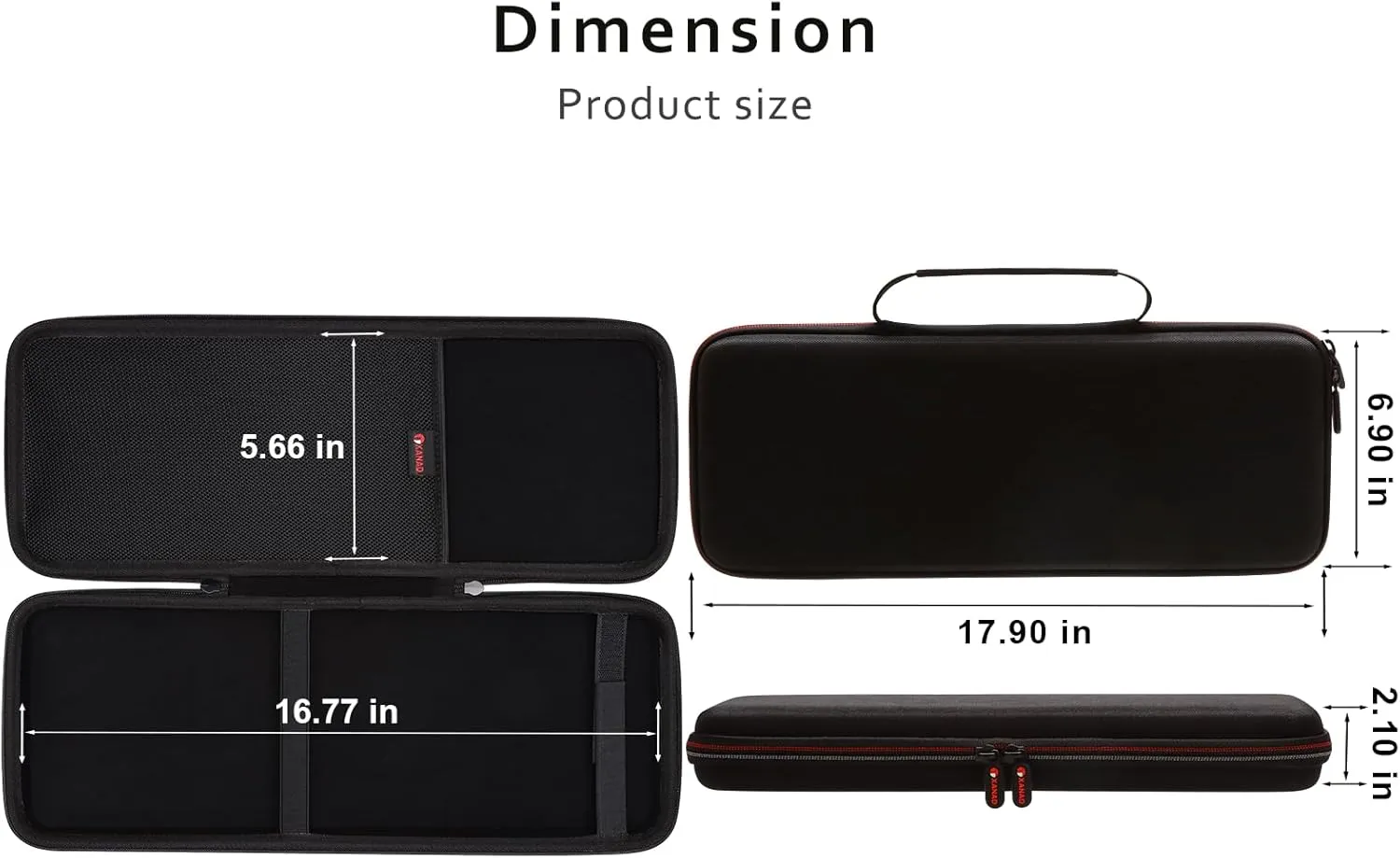 XANAD Hard Case Compatible with TopMate Wireless Keyboard and Mouse Ultra Slim Combo(Black)-Inside: 17.1"x6.1"x1.3"
