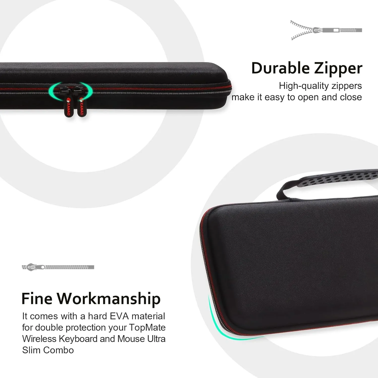 XANAD Hard Case Compatible with TopMate Wireless Keyboard and Mouse Ultra Slim Combo(Black)-Inside: 17.1"x6.1"x1.3"