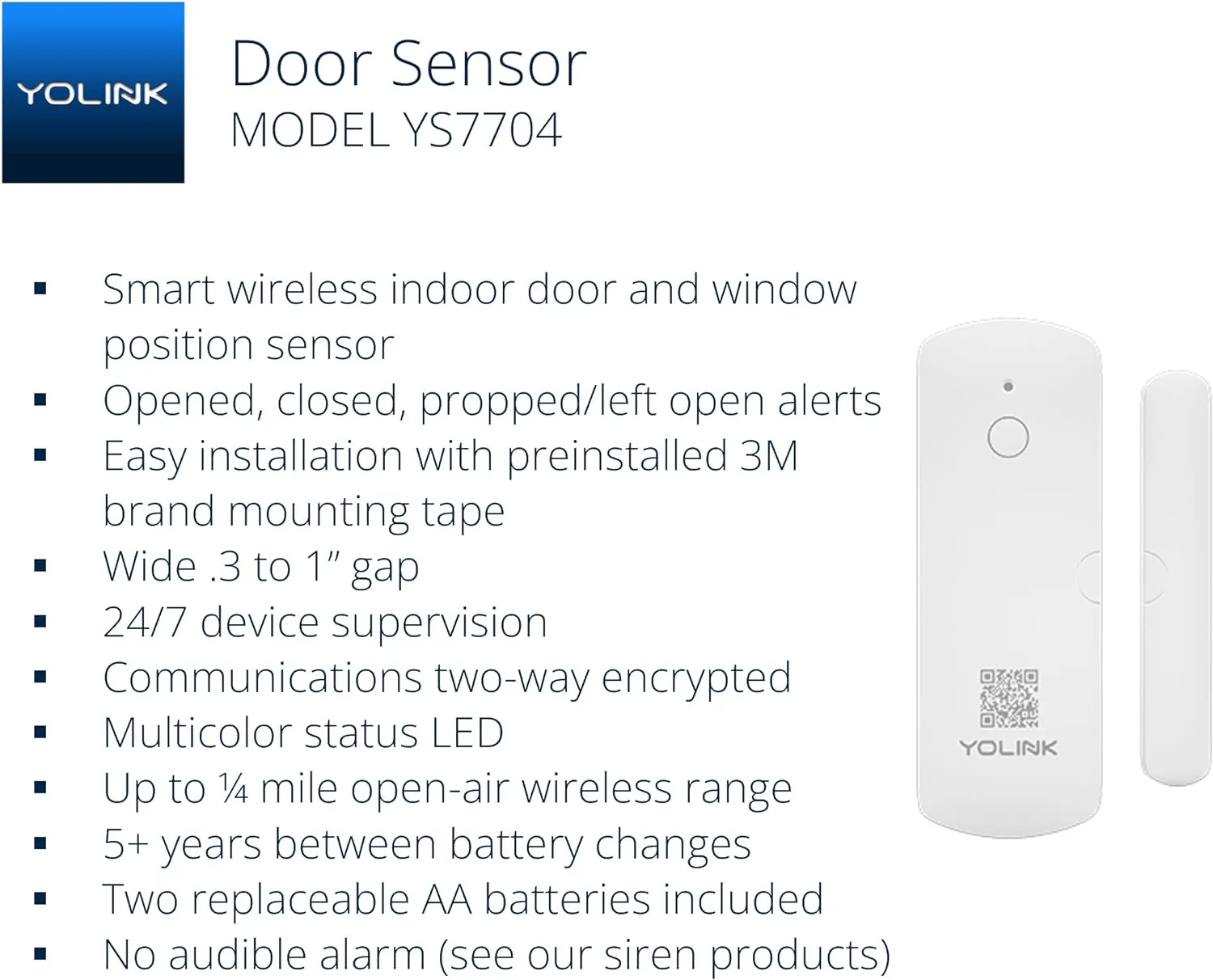 YoLink LoRa Smart Door Sensor Starter Kit: - 1/4 Mile Open-Air Range, Door Left-Open Reminders,5 Years Battery Life, SMS/Text, Email & App Alerts, Alexa, IFTTT, Home Assistant