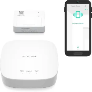 YoLink LoRa Smart Vibration Sensor & Hub Starter Kit: Hub & Smart Shock, Glass Break, Tamper, Movement Detector, Generator Running, Email/SMS/Push Alerts, 1/4 Mile Open Air Range, Alexa, IFTTT