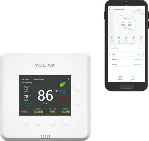 YoLink Thermostat 2, Smart Thermostat with Dual-Stage Heating & Cooling, Heat Pump Support, External Temp Sensors, Remote Control, Scheduling, Alexa & Google, Long-Range Connectivity, Hub Required